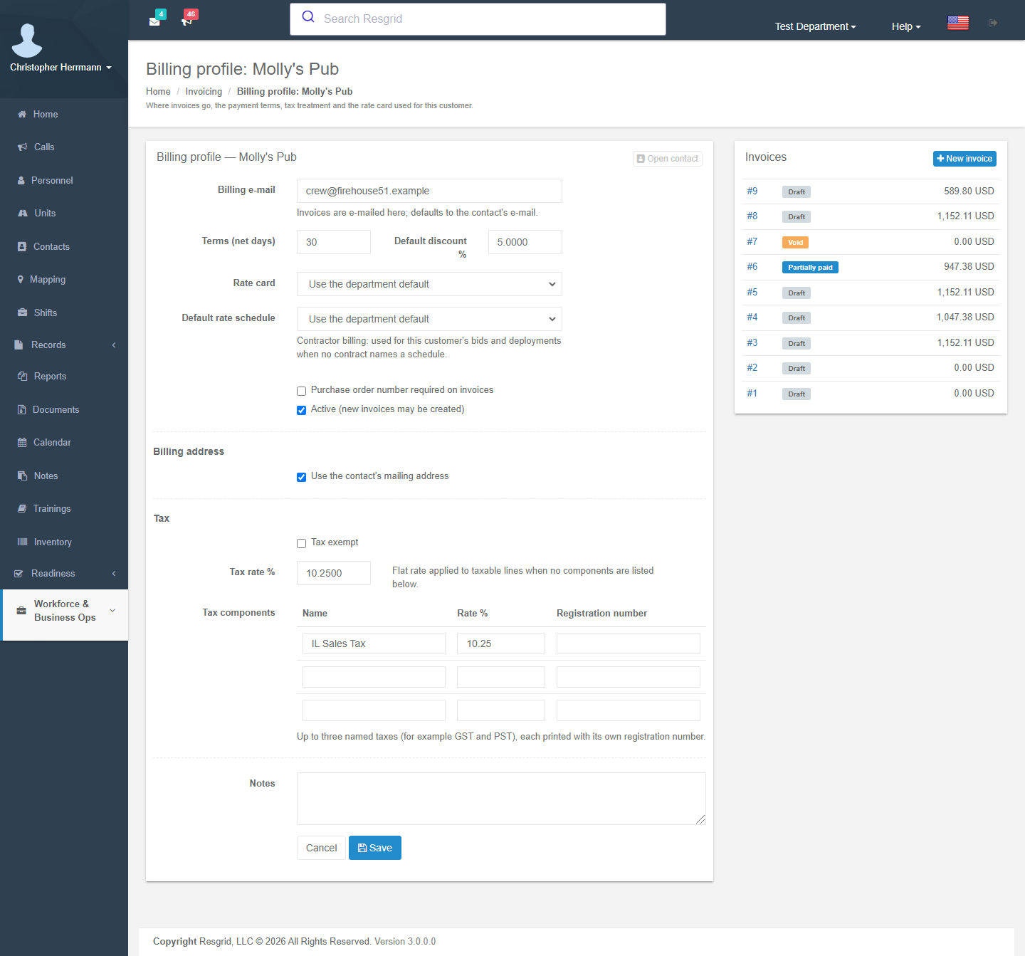 Billing profile