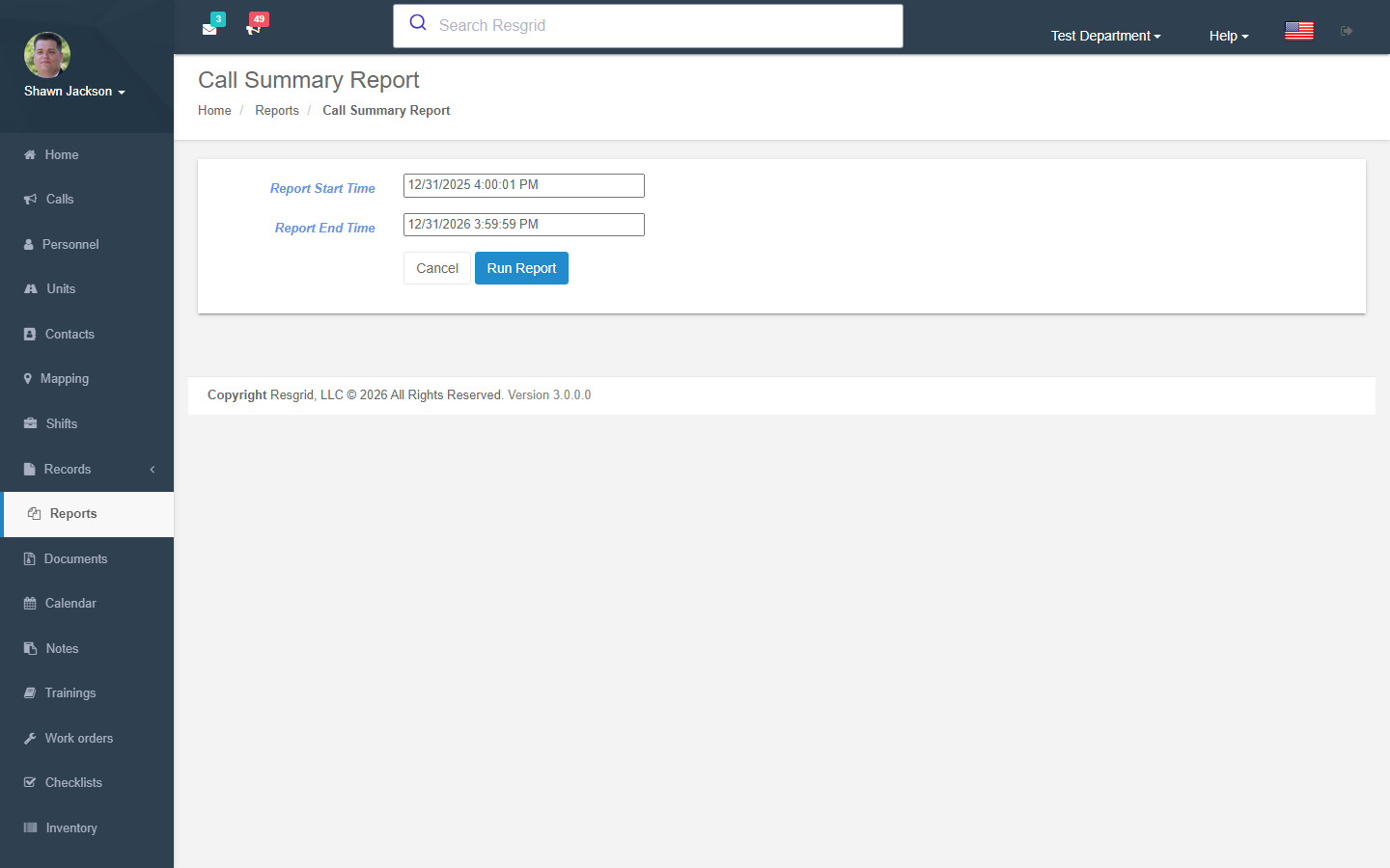 Call summary parameters