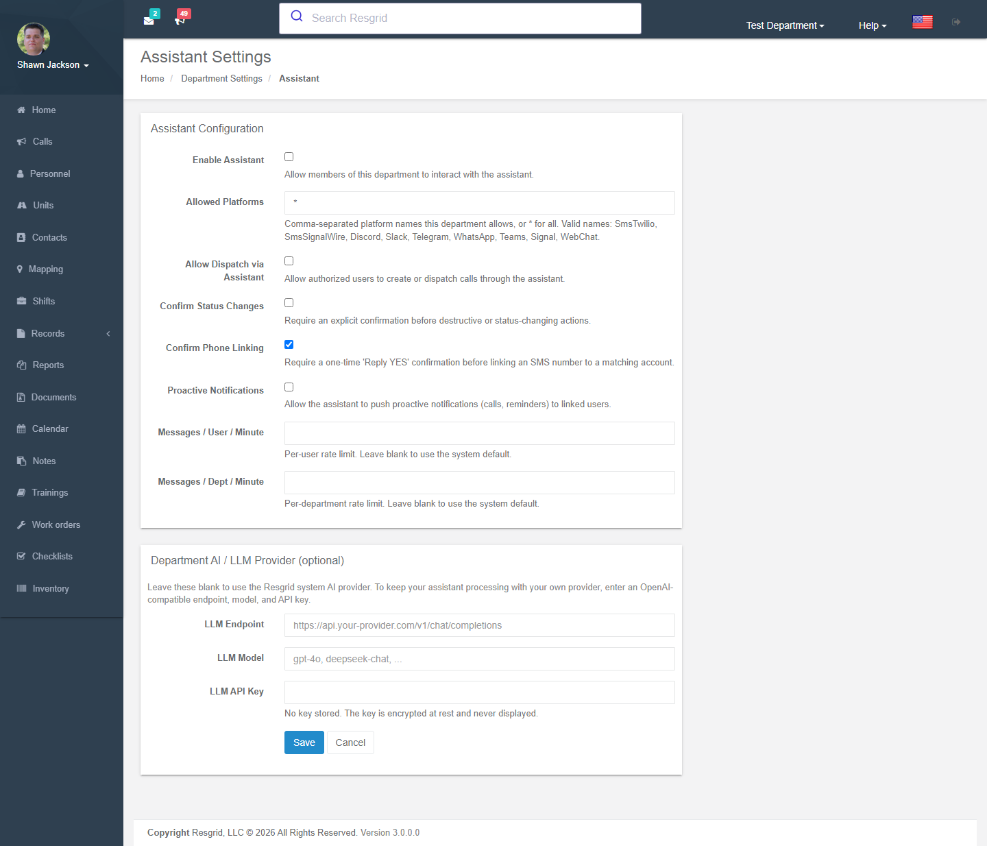 Assistant settings