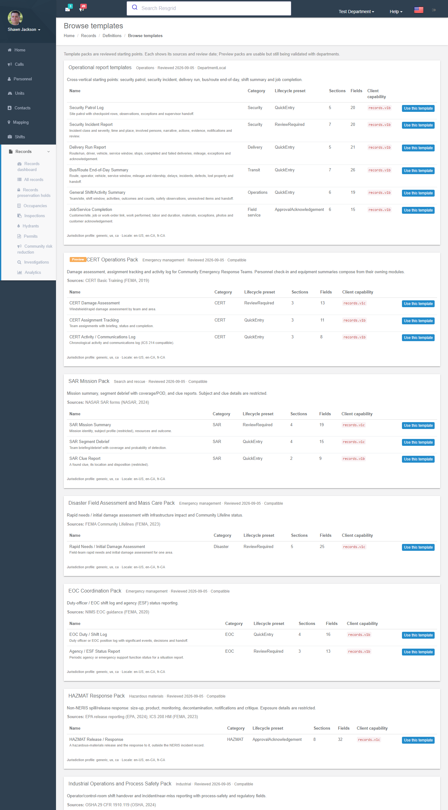 Definition templates
