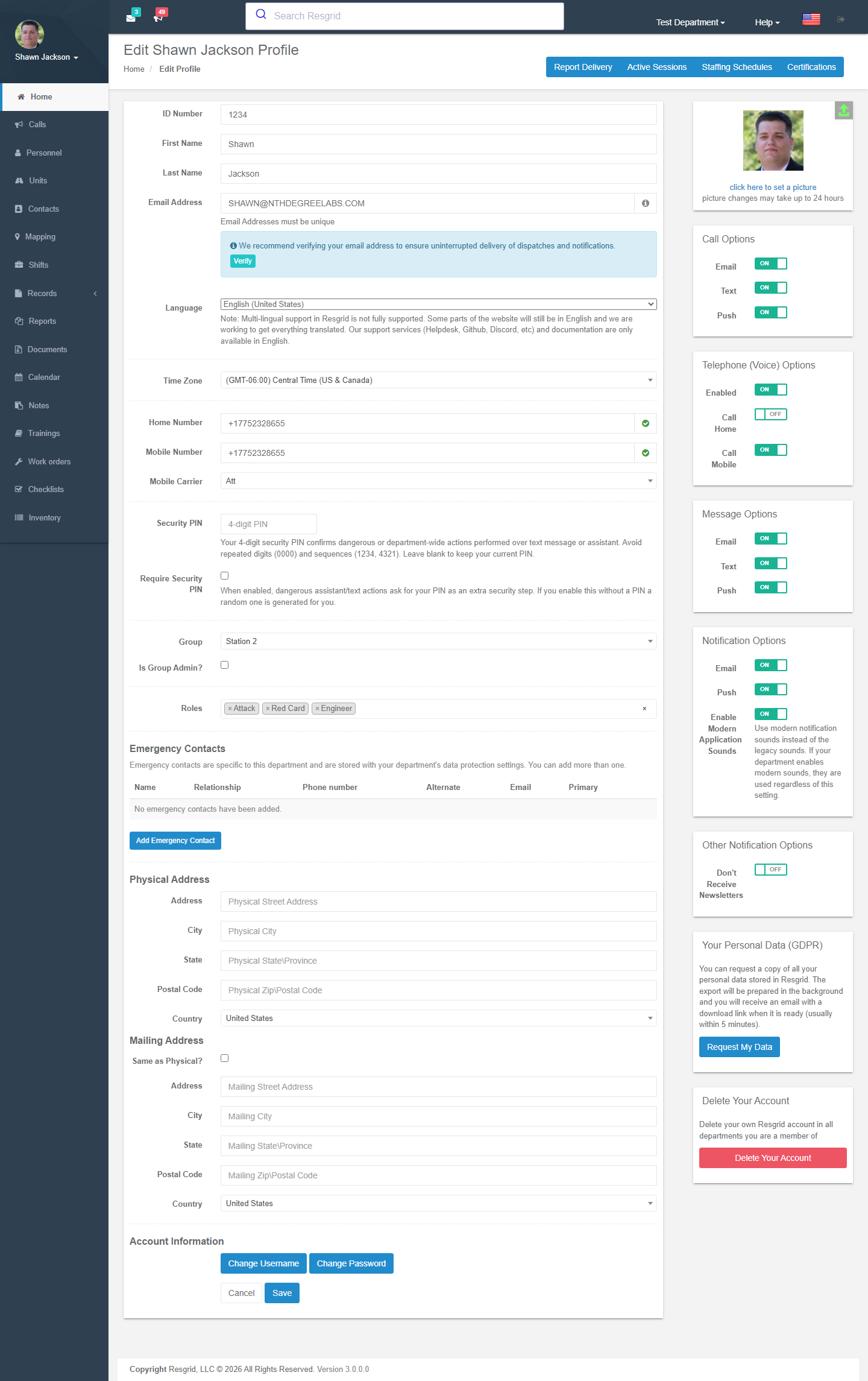 Edit profile