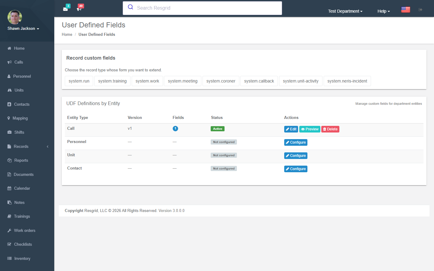 User defined fields
