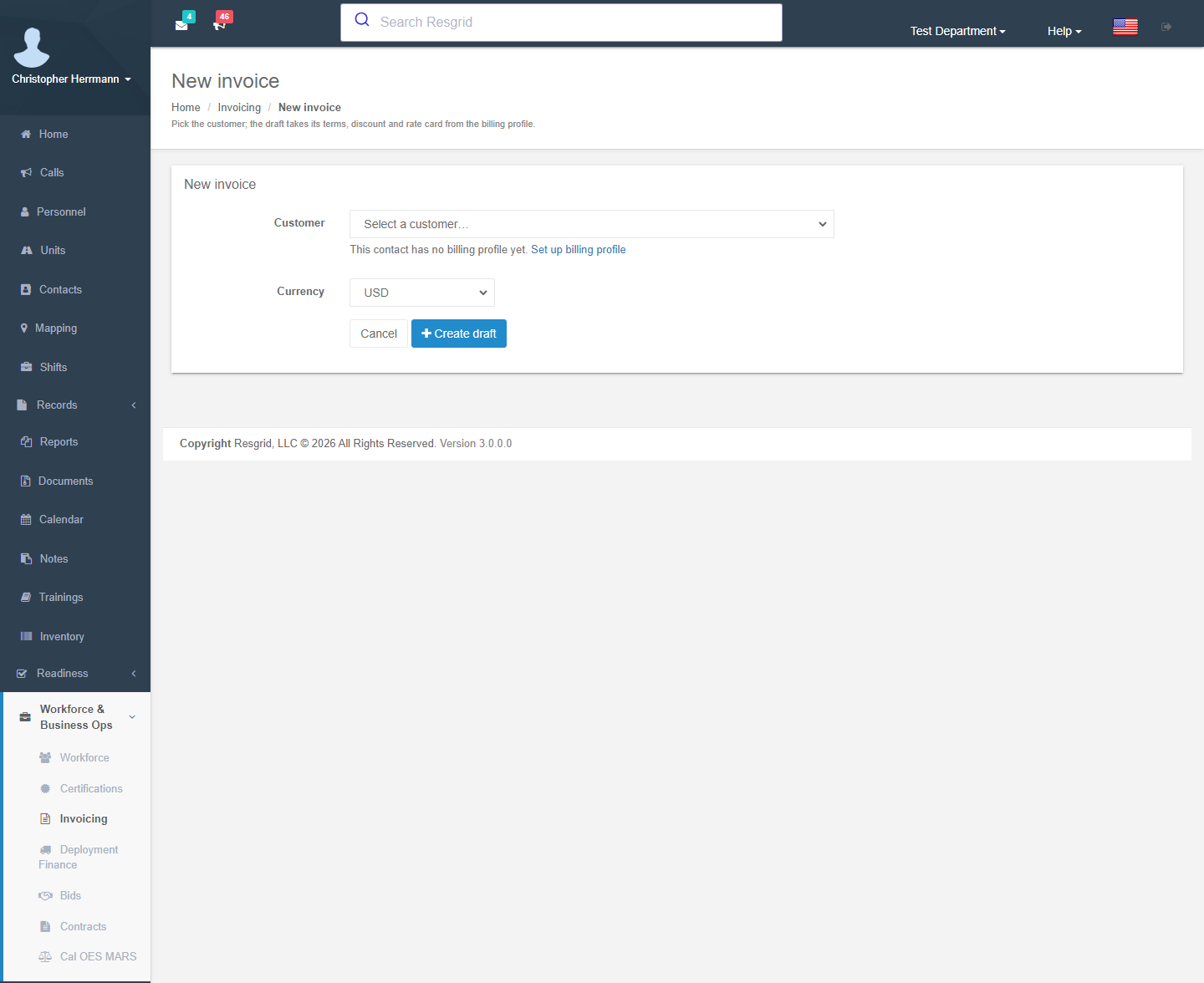 New invoice