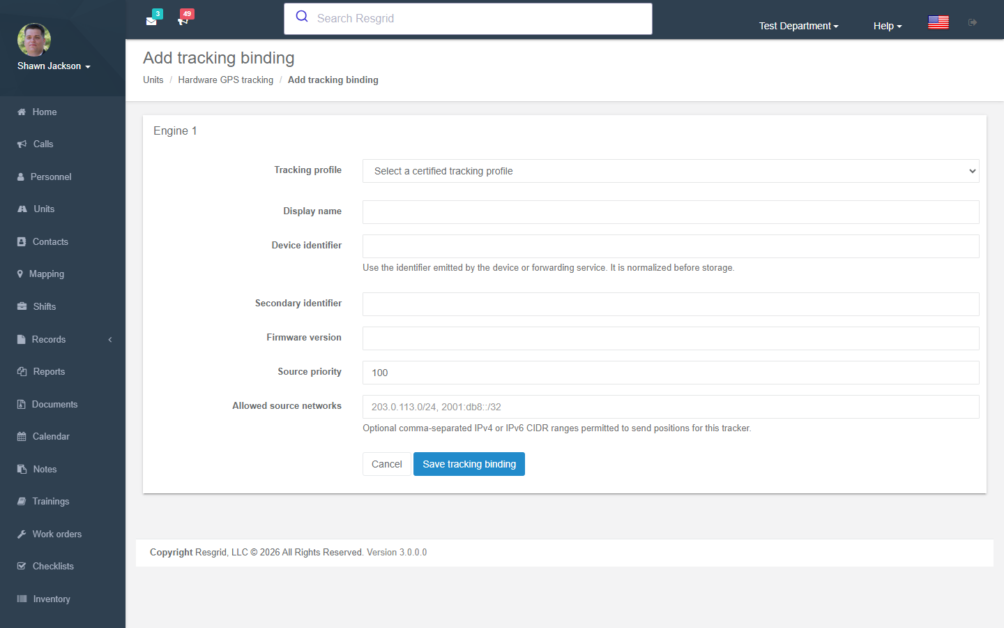 New tracking binding